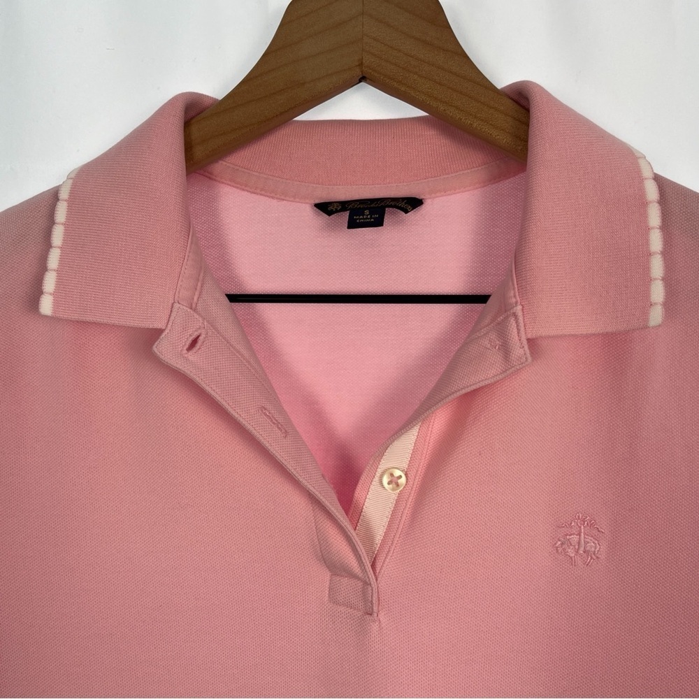 BROOKS BROTHERS Polo Shirt Womens Light Pink Small Cotton Short Sleeve Preppy - Picture 4 of 7